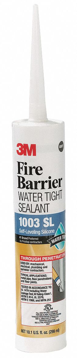 3M 1003-S/L Fire Barrier Water Tight Sealant, Gray, 10.1 oz, PK12