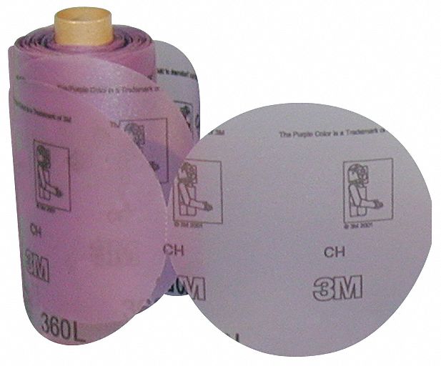 3M 360L PSA Sanding Disc Roll, 6", NH, Aluminum Oxide, P800 Grit, 3 mil Wt Film, 125 /PK