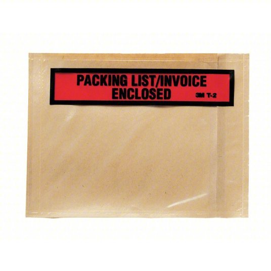 3M PLE-T2 Packing List Envelope, Clear, PK1000, Height: 6"