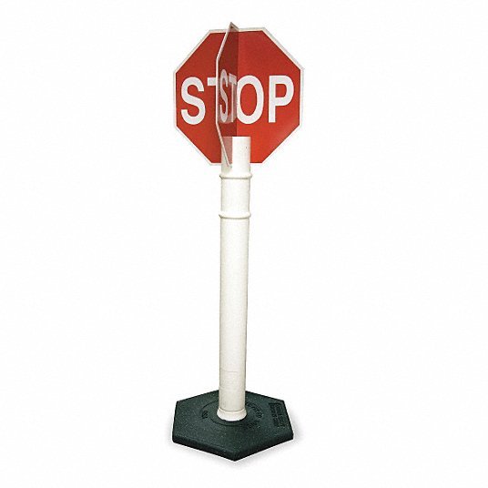 Cortina 03-747QD Stop Sign, 11" W, 56" H, English, Plastic, Red
