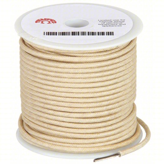 Tempco LDWR-1023 High Temp Lead Wire 12 AWG Wire Size, Natural, 100 ft Lg