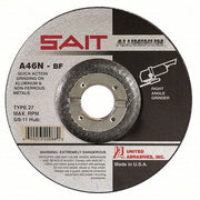 SAIT 20062 Depressed Center Grinding Wheel Type 27, 4 1/2 in x 1/4 in x 7/8 in, Aluminum Oxide, 46 Grit