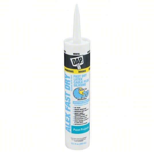 DAP 18425 Silicone Caulk Alex Fast Dry, White, 10 oz Container Size, Cartridge