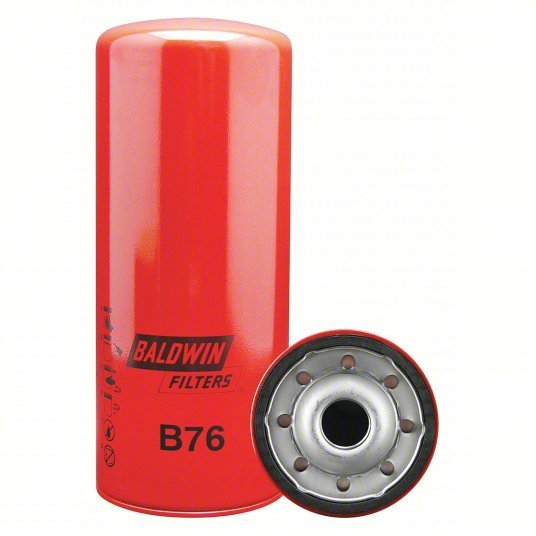 Baldwin B76 Oil Filter 1-1/8" Thread Size Automotive Filters, 10 7/16 in Lg, Oil, Spin-On