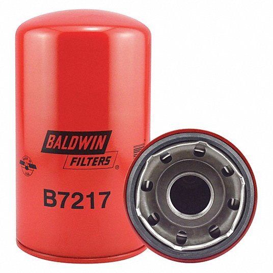 Baldwin Oil Filter B7217, LF9008, 1 1/2"-12 Thread Size, 8 1/8 in Overall Ht, Oil, Spin-On