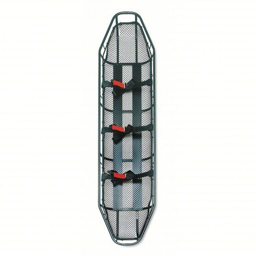 Ferno RE1107 Basket Stretcher, 82 1/2 in Lg, 18 in Wd, 7 1/4 in Ht, Black, Flat Steel
