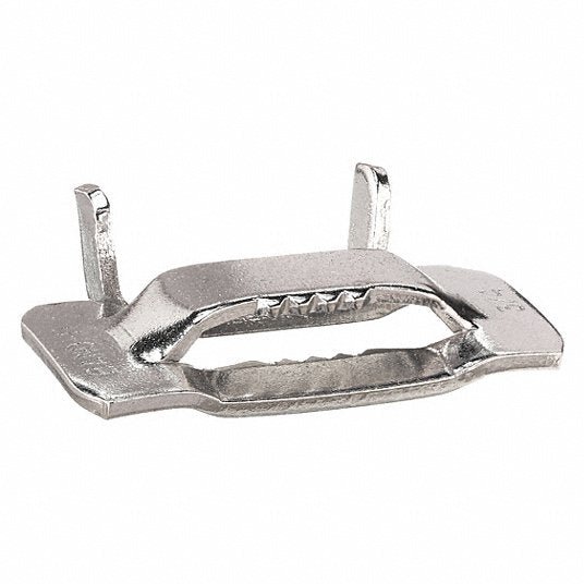 Band-It GRC256 Strapping Buckle Fits 3/4 in Strap Wd, 201 Stainless Steel, Flat, Std Duty, 50 PK