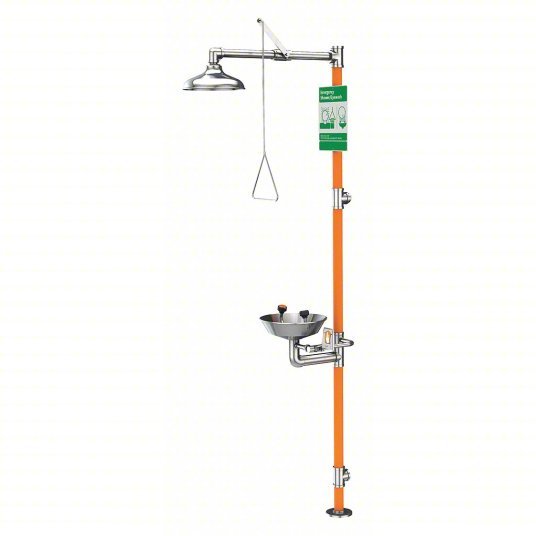 Guardian G1991 Shower with Eyewash Floor Mnt, Uncovered, Stainless Steel Bowl, Std Mounting