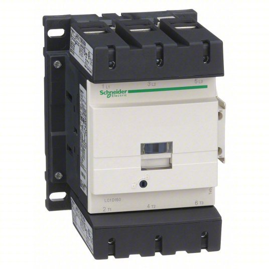 Schneider LC1D150G7 IEC Magnetic Contactor Non-Reversing, 3 Poles, 150 A, 120V AC Coil, 1NO/1NC