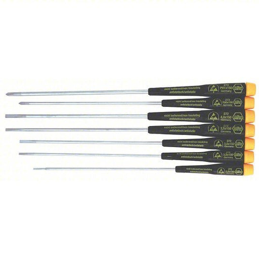 Wiha 27393 ESD Safe Precision Screwdriver Set 7 Pieces, Phillips/Slotted Tip, Ergonomic Grip
