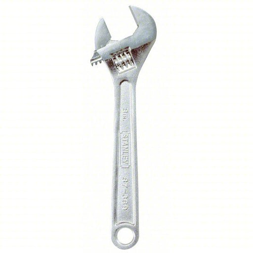 Stanley 87-369 Adjustable Wrench Alloy Steel, Chrome, 8 in Overall Lg, 1 in Jaw Capacity, Plain Grip