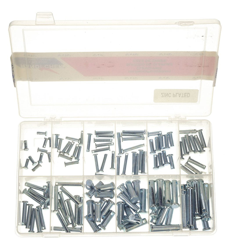 Itw Bee Leitzke DISP-CLPZ120 Pin Assortment, 120 pcs, 12 Sizes, Inch, Steel, Grade 1010/Grade 1018, Zinc Plated