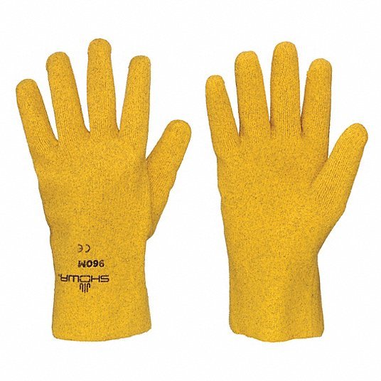 Showa 960L-10 PVC Coated Gloves, Full Coverage, Yellow, L, PR