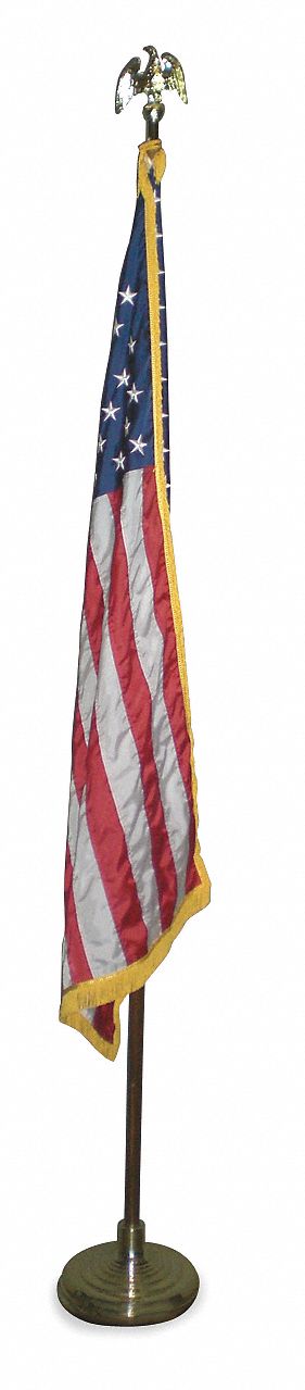 Annin Flagmakers 31400 US Parade Flag Set, Nylon, Indoor, 3 ft x 5 ft, with Oak Poles, Eagle Finial, Floor Stand