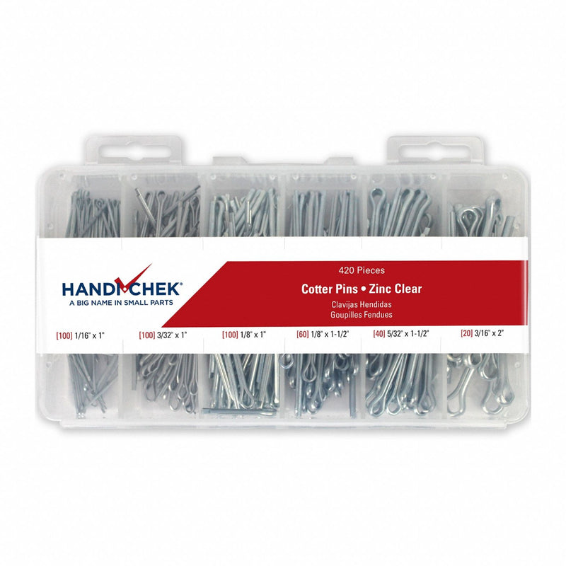 Itw Bee Leitzke WWG-DISP-CP420 Pin Assortment, 420 pcs, 6 Sizes, Bridge, Inch, Steel, 1008, Zinc Plated, 420 Pieces, 6 # of Sizes