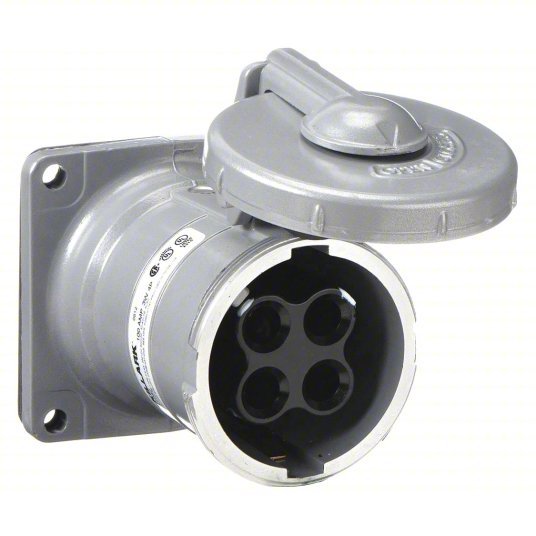 Hubbell VR1042 Pin and Sleeve Receptacle 100 A, 600V AC/250V DC, Style 2 Grounding, Gray, Receptacle Only - Redwood.KV2NVT7