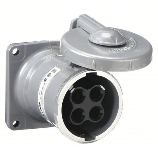 Hubbell VR1042 Pin and Sleeve Receptacle 100 A, 600V AC/250V DC, Style 2 Grounding, Gray, Receptacle Only - Redwood.KV2NVT7