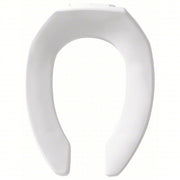 Bemis 1955CT-000 Toilet Seat White, Plastic with Stainless Steel Posts, External Check Hinge, 2 3/8 in Seat Ht, Open