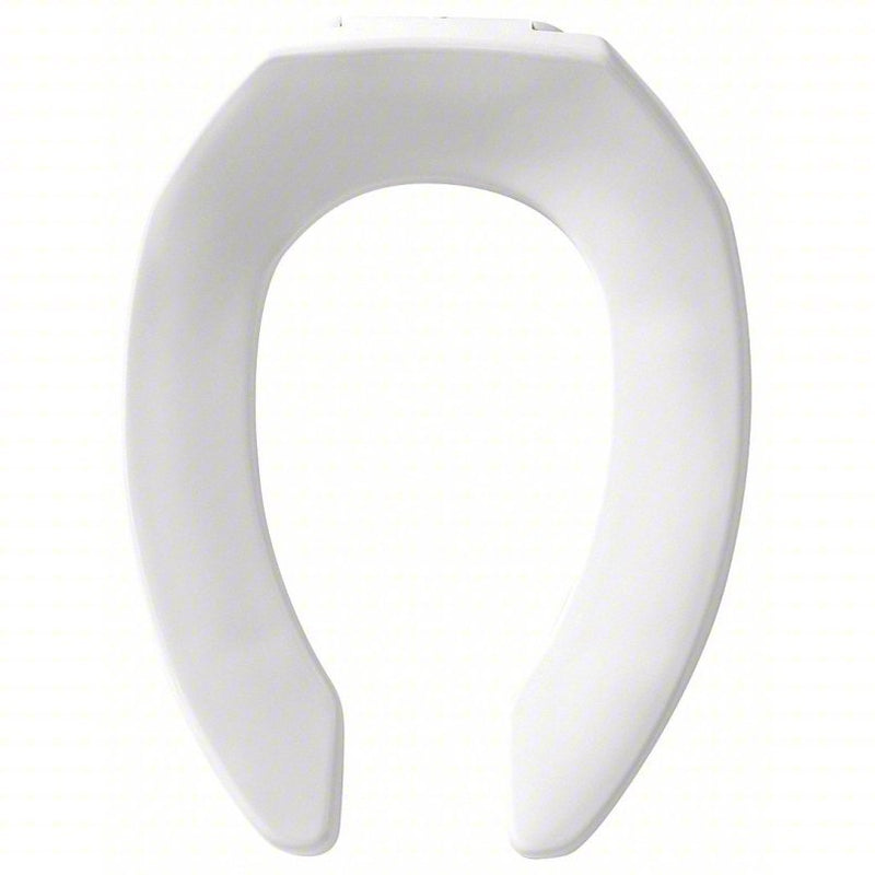 Bemis 1955CT-000 Toilet Seat White, Plastic with Stainless Steel Posts, External Check Hinge, 2 3/8 in Seat Ht, Open