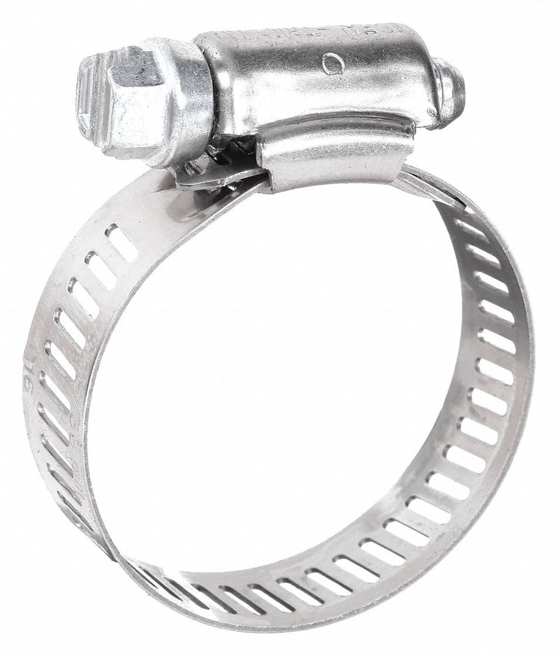 Approved Vendor 5712 Worm Gear Hose Clamp, 201 Stainless Steel, Perforated Band, 1/2 in – 1 1/4 in Clamping Dia, 10 PK