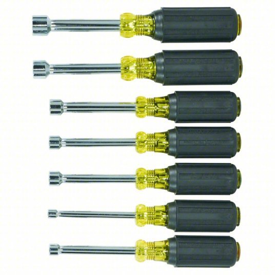 Klein 631M Fastener-Holding Nut Driver Set SAE, 6 3/4 in to 7 5/16 in, 3 in Shank Lg
