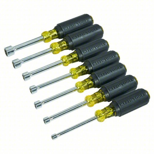 Klein 631M Fastener-Holding Nut Driver Set SAE, 6 3/4 in to 7 5/16 in, 3 in Shank Lg