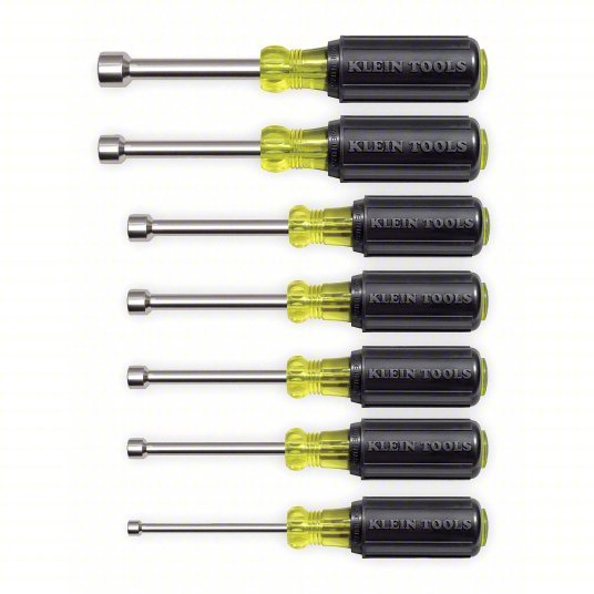 Klein 631M Fastener-Holding Nut Driver Set SAE, 6 3/4 in to 7 5/16 in, 3 in Shank Lg