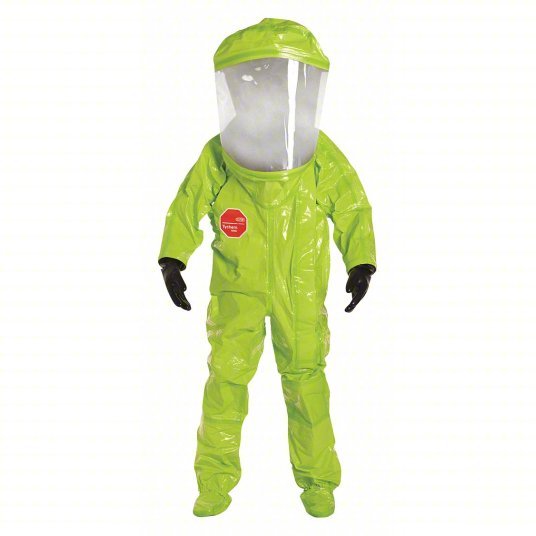 Dupont TK612TLYXL000100 Encapsulated Suit Hook-and-Loop, Front, Yellow, Taped Seam, Fully Encapsulated Suit, SCBA