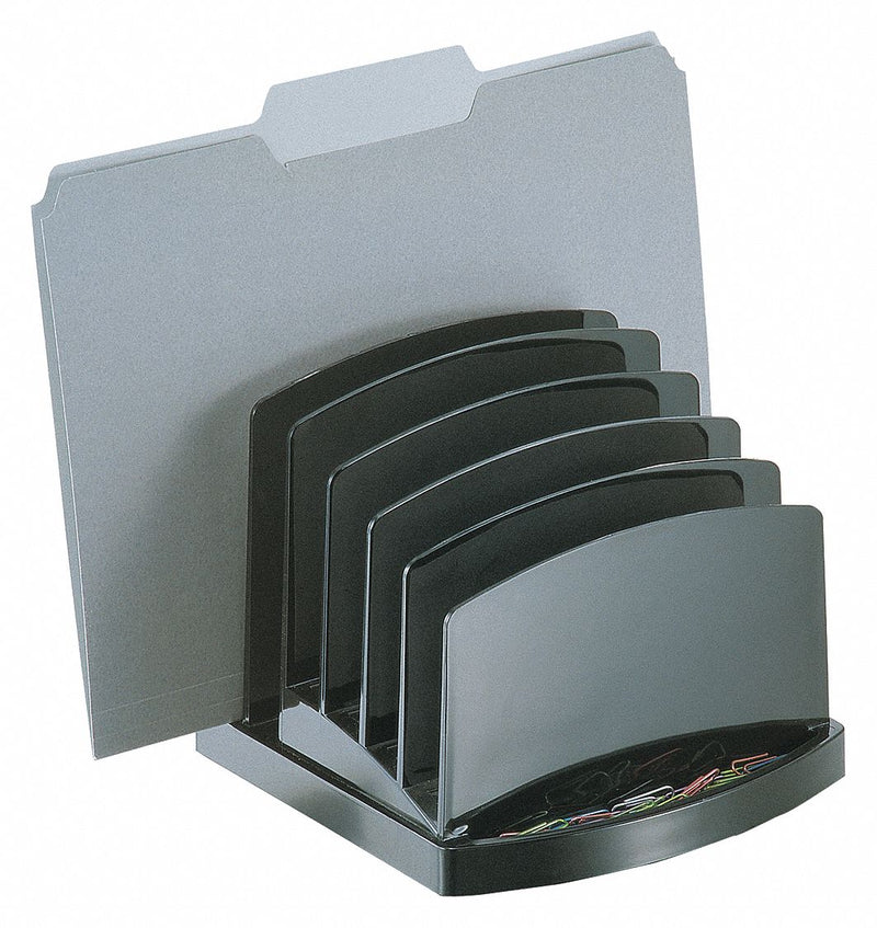 Officemate 22222 Incline Sorter, 6 Compartments, Black, Plastic, 7-1/2 x 7-1/2 x 6-3/8 in