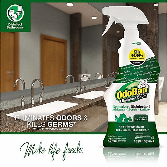 OdoBan 910062-Q Odor Eliminator and Disinfectant Trigger Spray Bottle, 12 PK