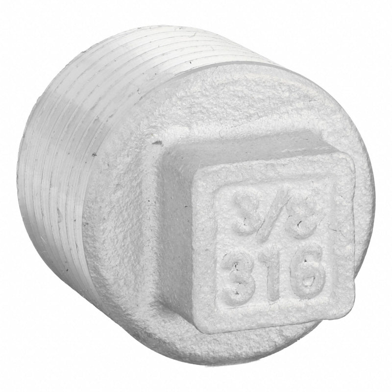 Approved Vendor 60SQ112N038 Plug, 3/8 in, NPT Threaded, Hex Drive Solid Plug, 316 Stainless Steel, 300 psi, Class 150