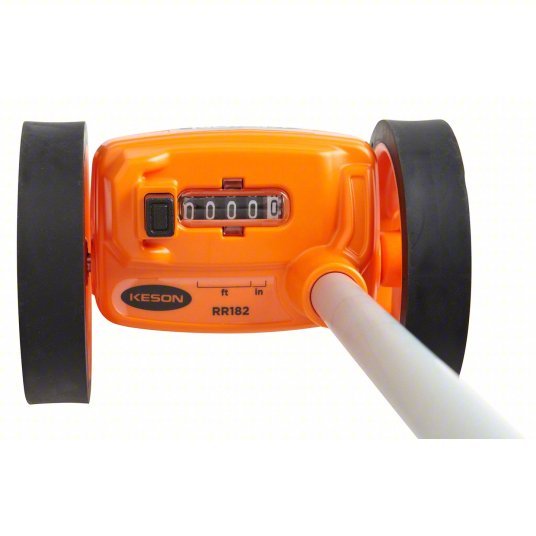 Keson RR182 Measuring Wheel 9,999 ft Range, Adj Handle Handle, Spoked Dual Wheel, Rubber Tread, 42 in Lg