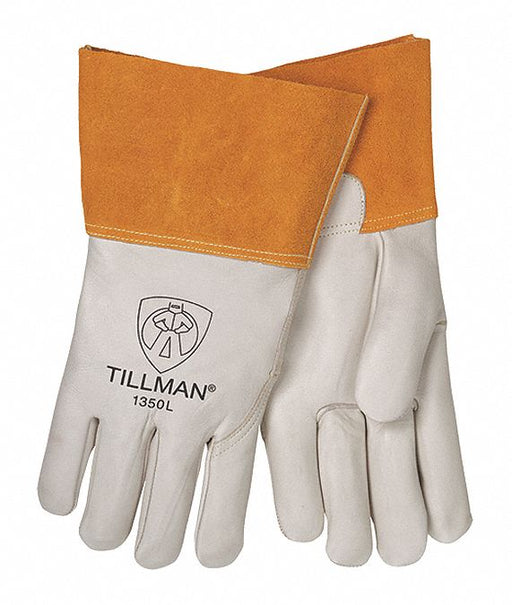 Tillman 1350M Welding Gloves, Straight Thumb, Straight Cuff, Premium, White Cowhide, Tillman 1350, Unlined, 1 PR