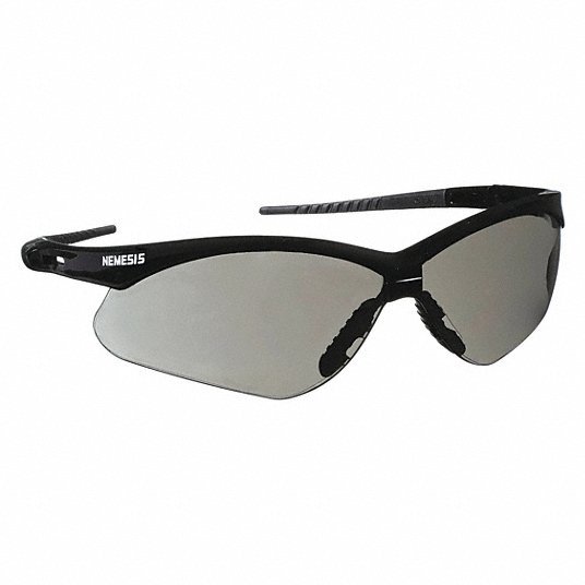 Kleenguard 25688 V30 Nemesis Safety Glasses, Mirror Coating, Scratch-Resistant, Black Half Frame, Smoke Lens