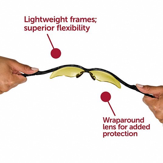 Kleenguard 25659 Safety Glasses Amber Lens, Half-Frame, Anti-Fog, Black Frame, Nemesis(TM) Series