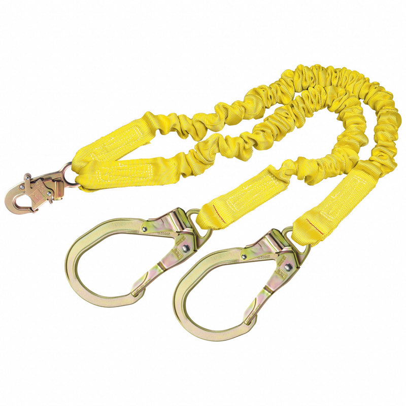 3M Dbi-Sala 1244412 Shock-Absorbing Lanyard, Tubular Webbing, Steel Rebar Hook, Steel Snap Hook, 2 Legs