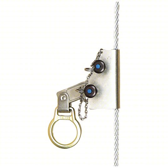 3M DBI-SALA 5000338 Rope Grab 310 lb Capacity, Stainless Steel, D-Ring, 3 ft Lanyard Lg, Silver, Manual