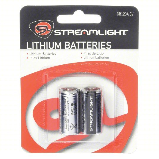 Streamlight 85175 CR123A Battery Size, Lithium, 1,400 mAh Capacity, 3V DC, 2 PK