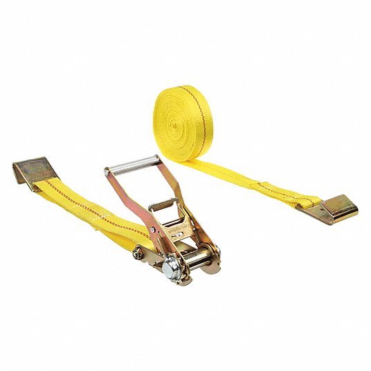 Redwood RW2VKP9 Tie Down Strap Ratchet, Flat-Hook, Gen Purpose, 2 in Wd, 3,333 lb WLL, Yellow, 30 ft Lg