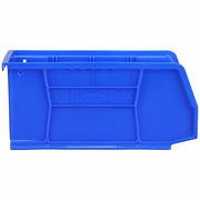 Akro-Mils 30230BLUE Hang and Stack Bin: 5 1/2 in x 10 7/8 in x 5 in, Blue, Label Holders, 30 lb Load Capacity