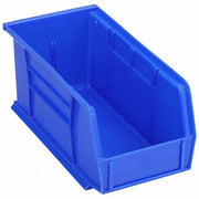 Akro-Mils 30230BLUE Hang and Stack Bin: 5 1/2 in x 10 7/8 in x 5 in, Blue, Label Holders, 30 lb Load Capacity