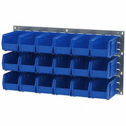 Akro-Mils 30230BLUE Hang and Stack Bin: 5 1/2 in x 10 7/8 in x 5 in, Blue, Label Holders, 30 lb Load Capacity