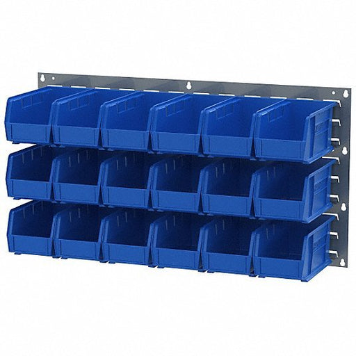 Akro-Mils 30230BLUE Hang and Stack Bin: 5 1/2 in x 10 7/8 in x 5 in, Blue, Label Holders, 30 lb Load Capacity