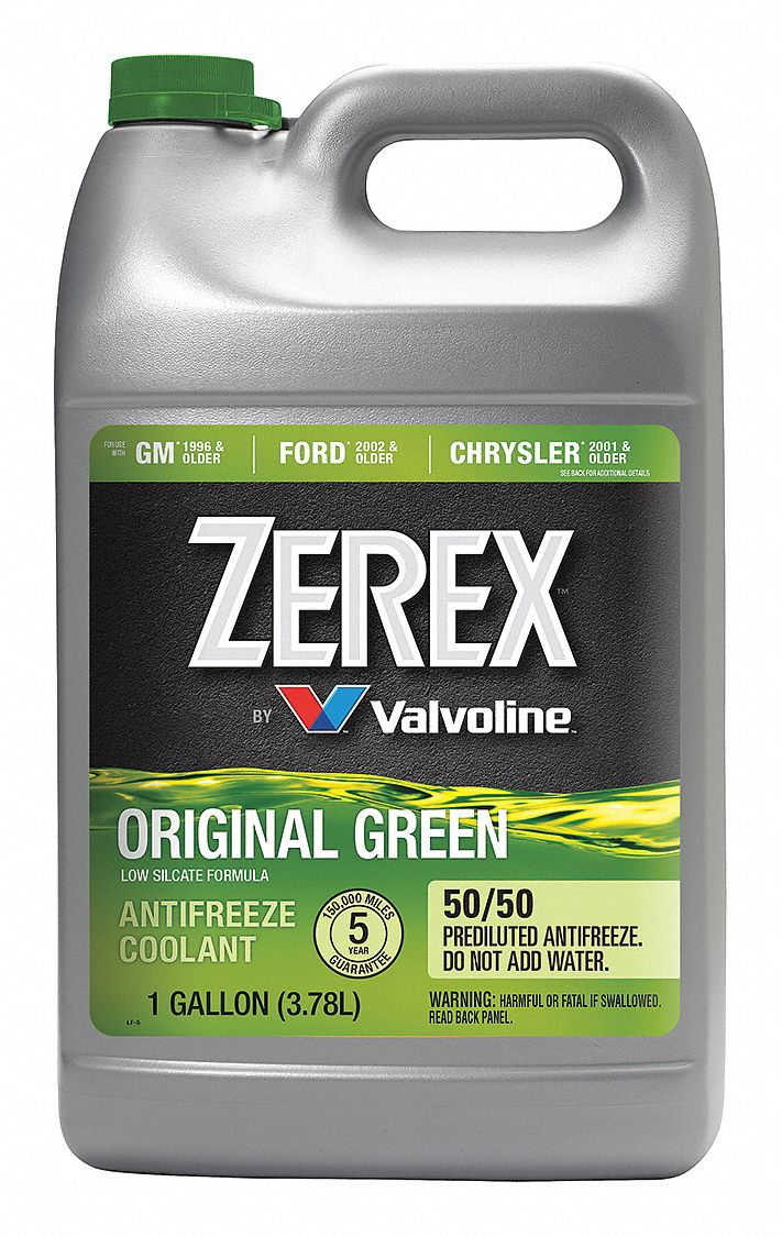 Zerex ZXRU1 Antifreeze Coolant, Pre-Diluted 50/50,  1 gal Container Size, Green, IAT, Ethylene Glycol