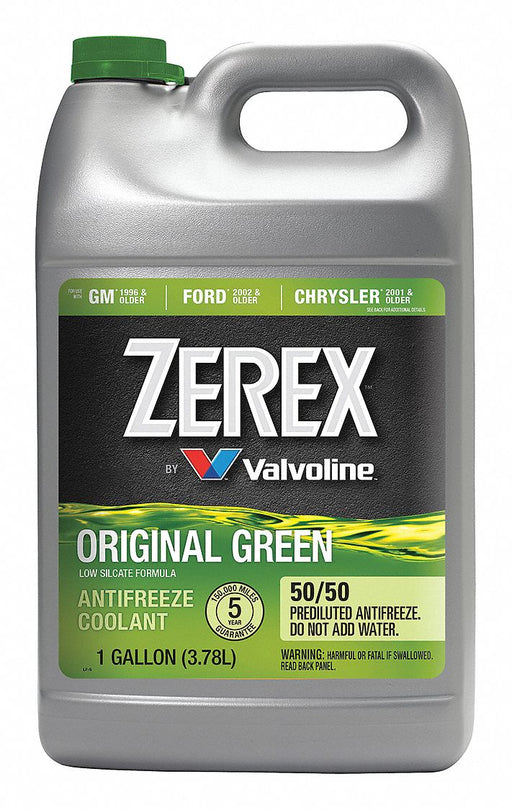 Zerex ZXRU1 Antifreeze Coolant, Pre-Diluted 50/50,  1 gal Container Size, Green, IAT, Ethylene Glycol