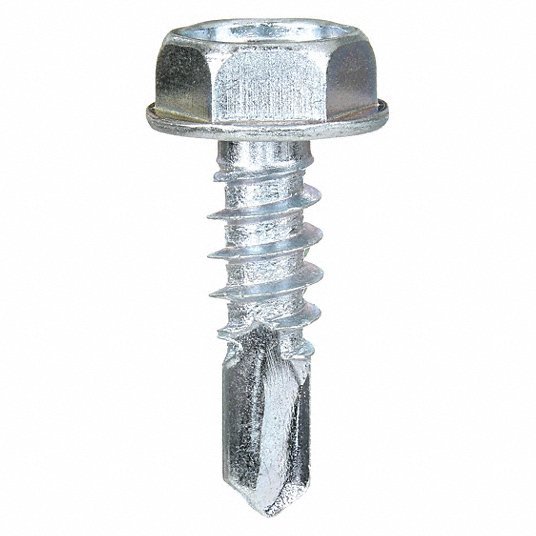 Redwood U31810.019.0062 Self-Drilling Screw, #12 x 1 in, Zinc Plated Steel Hex Head External Hex Drive, 100 PK
