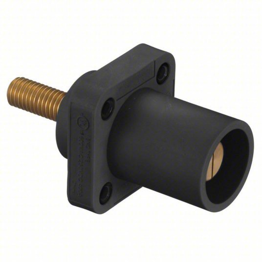 Hubbell HBLMRSBK Receptacle For Female Connectors, 400 A, Straight, Black, Square, Through Hole Mounting