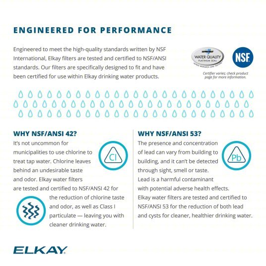 Elkay 51299C Replacement Filter Cartridge 1.5 gpm, 1,500 gal, 9 1/2 in Overall Ht, 3 1/4 in Dia