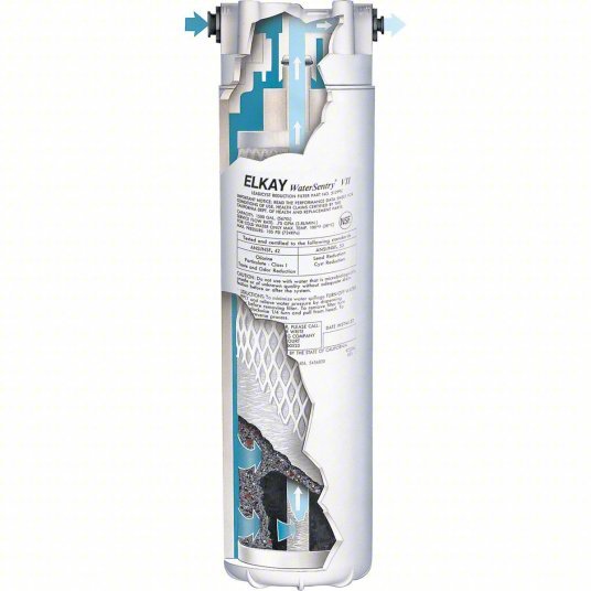 Elkay 51299C Replacement Filter Cartridge 1.5 gpm, 1,500 gal, 9 1/2 in Overall Ht, 3 1/4 in Dia