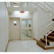 Lithonia LHQM LED R HO Exit Sign with Emergency Lights White, 2 Faces, Red, LED, Ceiling/End/Wall, Nickel Cadmium, Round